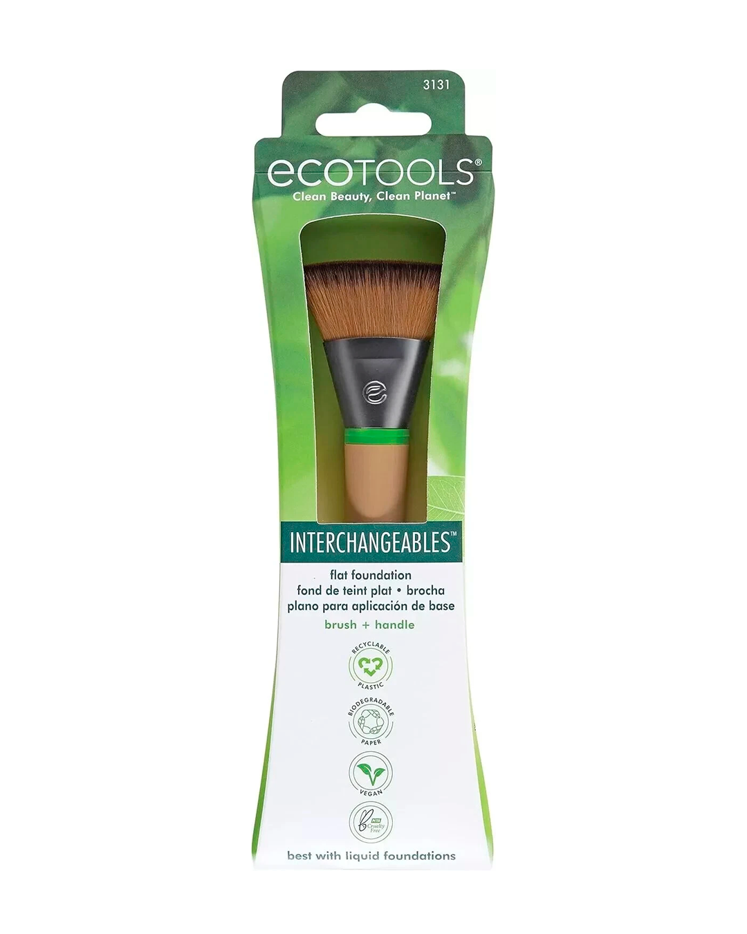 Interchangeable Flat Foundation Brush With Handle Make Up