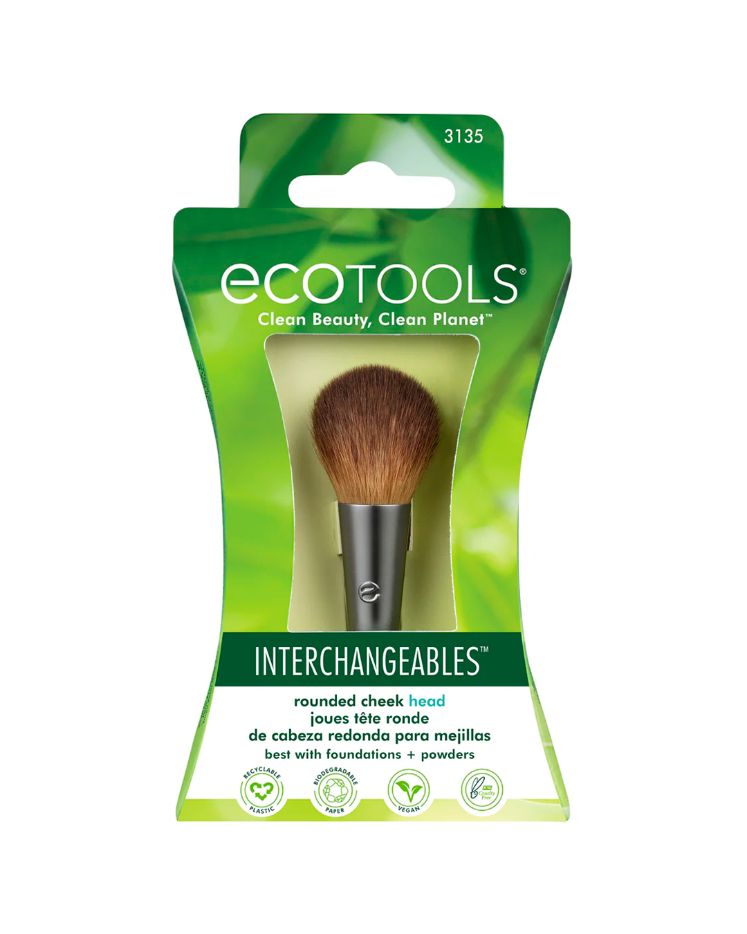 Interchangeable Rounded Cheek Makeup Brush Head